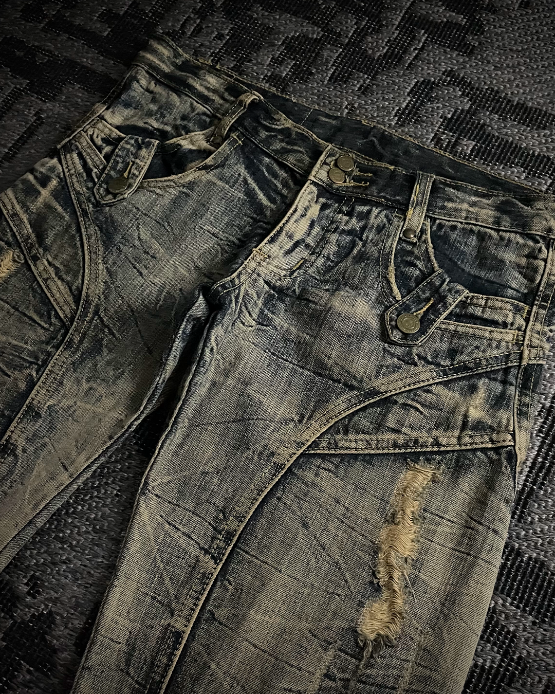 Tornado Mart Distressed Washed Flared Jeans