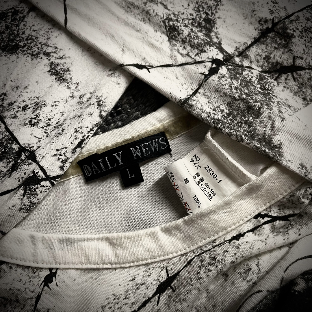 Daily News Skull Barbed Wire Full Print Long Sleeve T-shirt