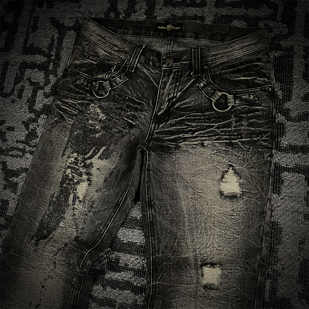 Lowbox Glitter Splash Distressed Flared Jeans