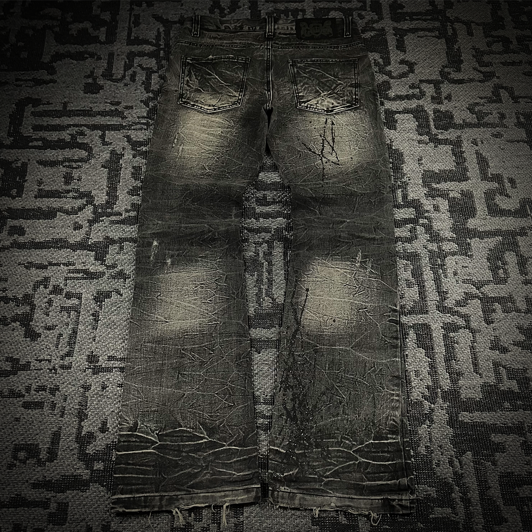 Lowbox Glitter Splash Distressed Flared Jeans