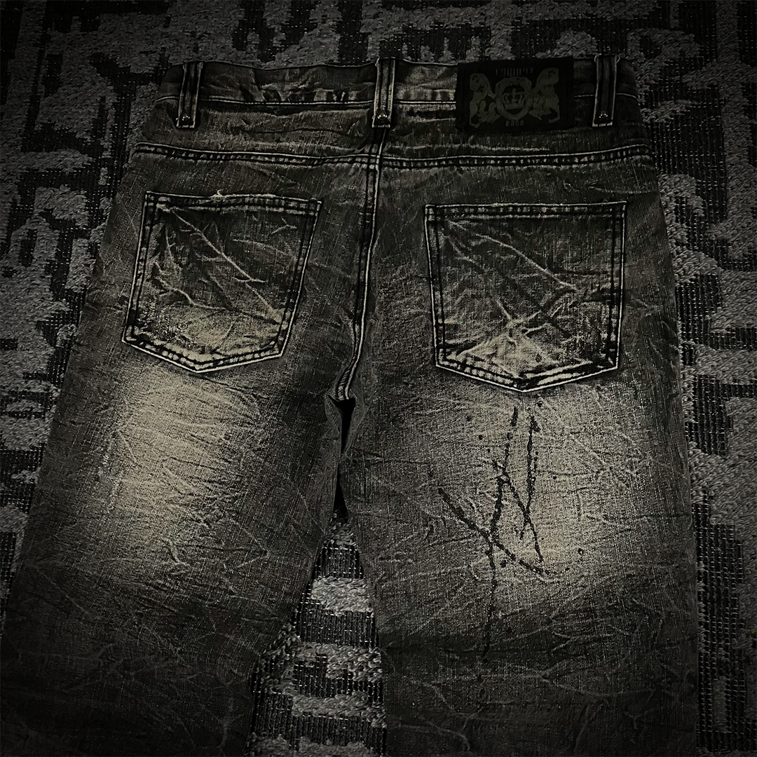 Lowbox Glitter Splash Distressed Flared Jeans
