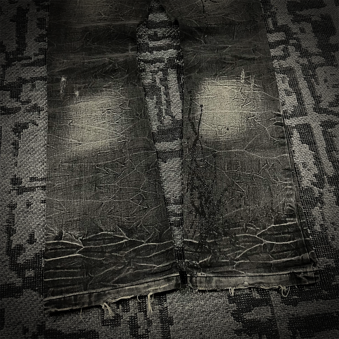 Lowbox Glitter Splash Distressed Flared Jeans