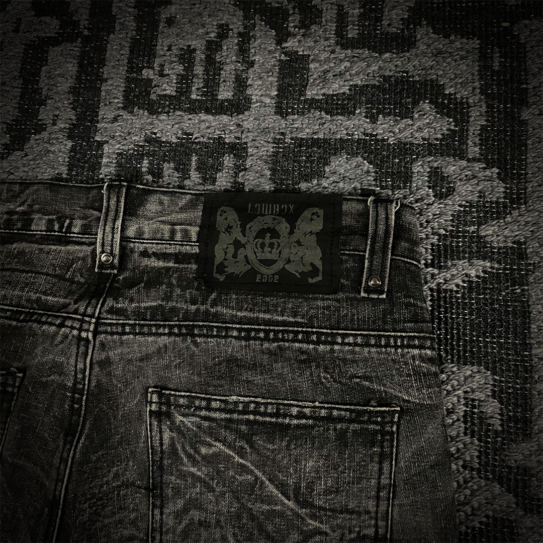 Lowbox Glitter Splash Distressed Flared Jeans