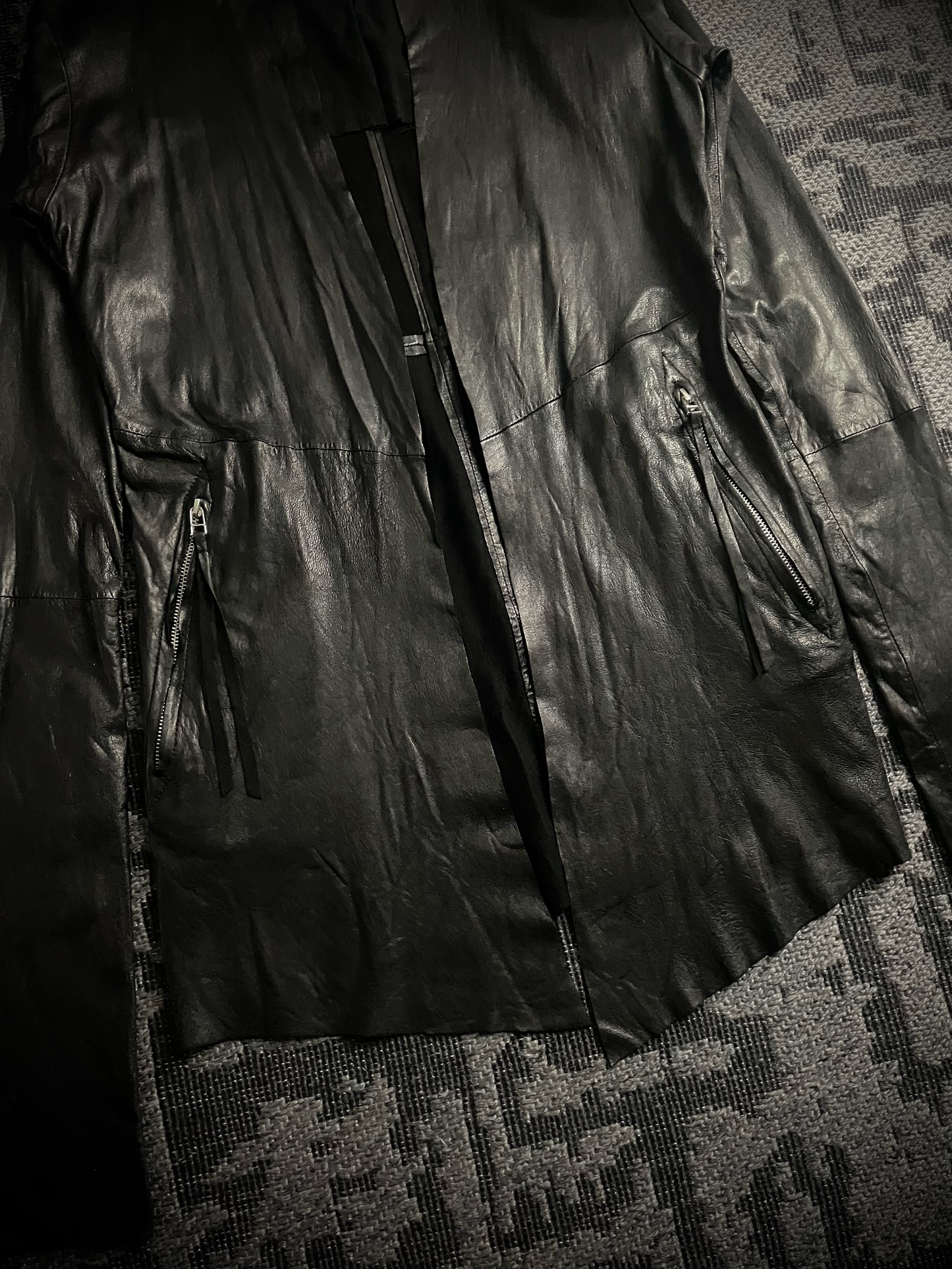 EKAM 00s Long Cardigan Leather Jacket
