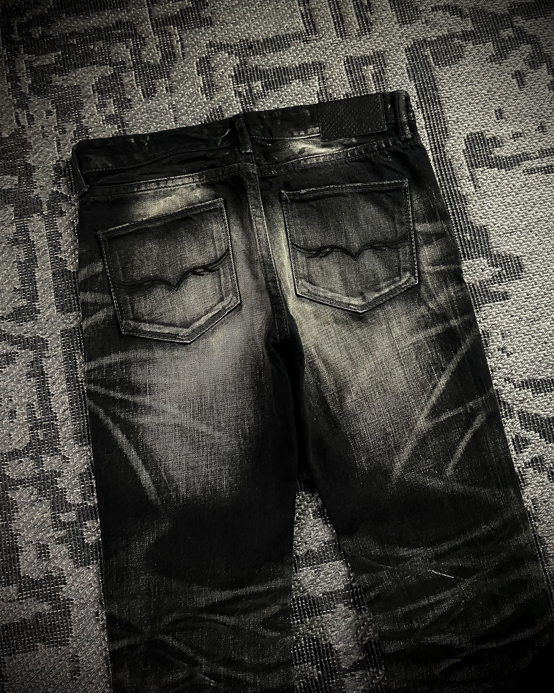 Fuga Whiskered Wax Black Jeans