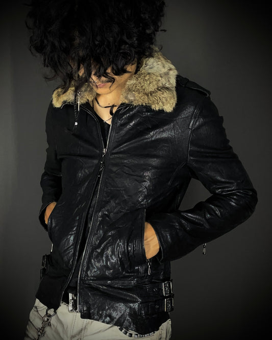 Tete Homme Sheep Skin Rabbit Fur Rider Jacket