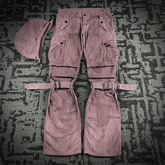 Rare Hysteric Glamour Smoke Wash Multizip With Bag Bondage Cargo Pants