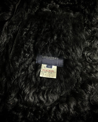 (For offer)Burberry Sample AW05 Brown Suede & Black Shearling Sleeveless Vest