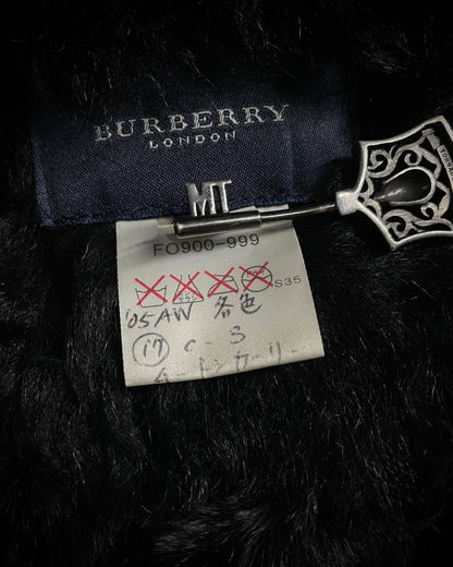 (For offer)Burberry Sample AW05 Brown Suede & Black Shearling Sleeveless Vest