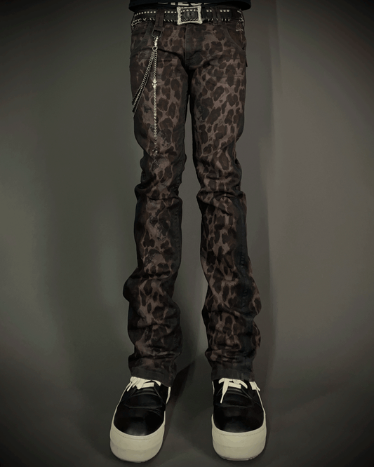 Roen Leopard Waxed Jeans