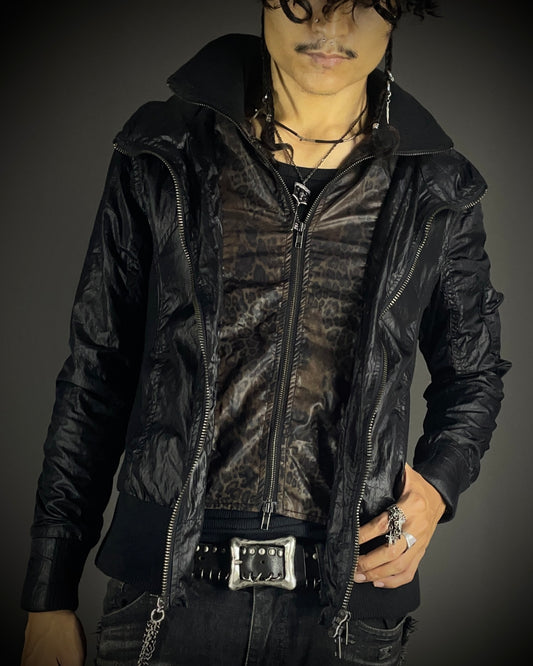 LA GATE Leopard Layered Hidden Hood