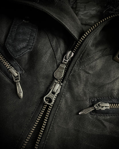 Tornado Mart Faux Fur Micro-Suede Bondage Rider Jacket