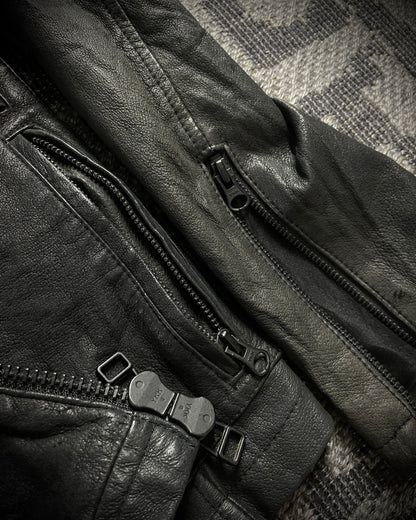 CUSTOM CULTURE Real Fur Multi-Pocket Leather Jacket