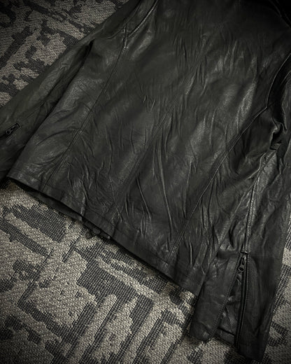 CUSTOM CULTURE Real Fur Multi-Pocket Leather Jacket