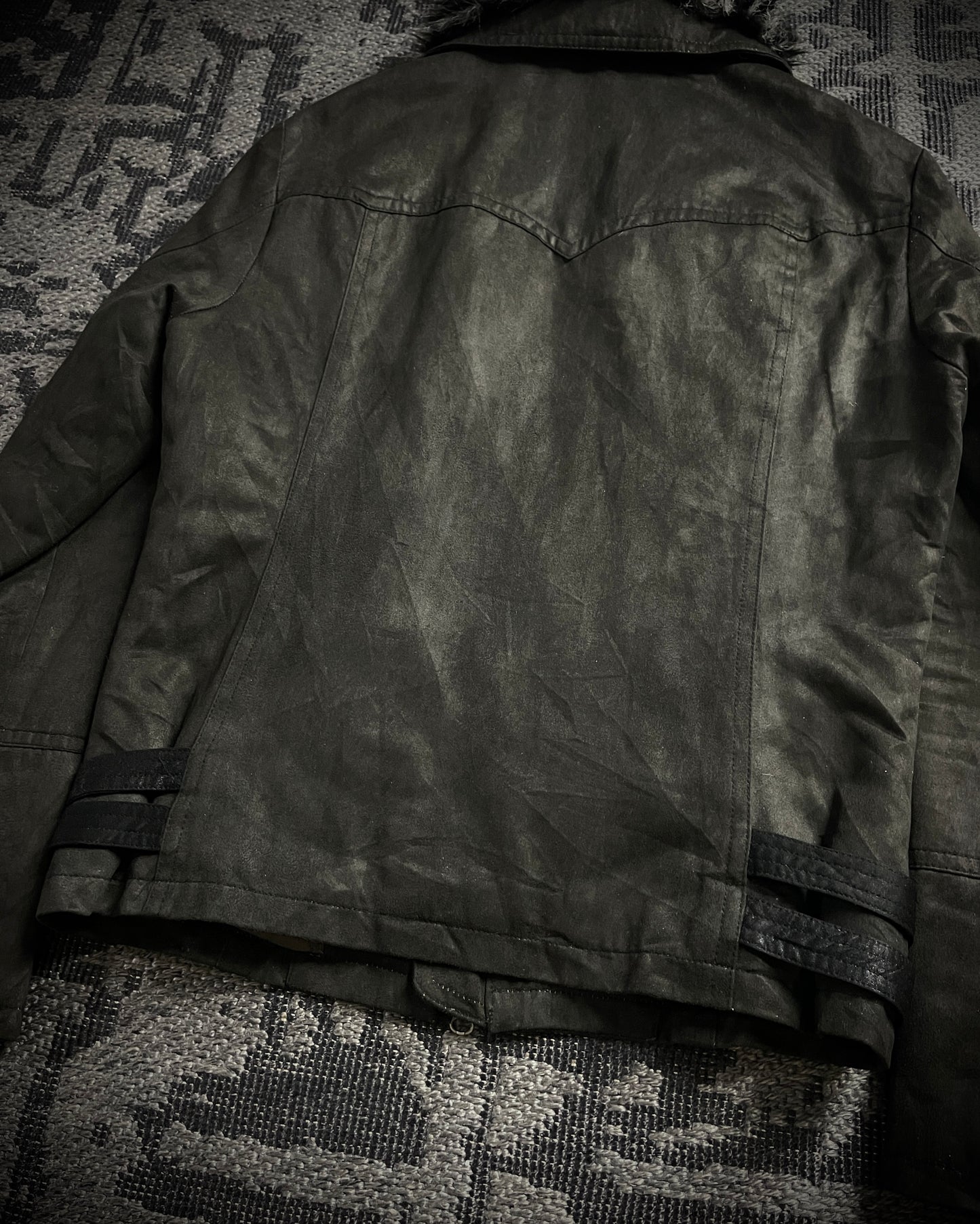 Tornado Mart Faux Fur Micro-Suede Bondage Rider Jacket