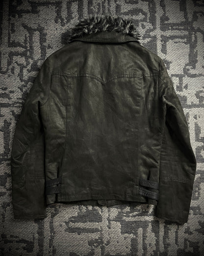 Tornado Mart Faux Fur Micro-Suede Bondage Rider Jacket