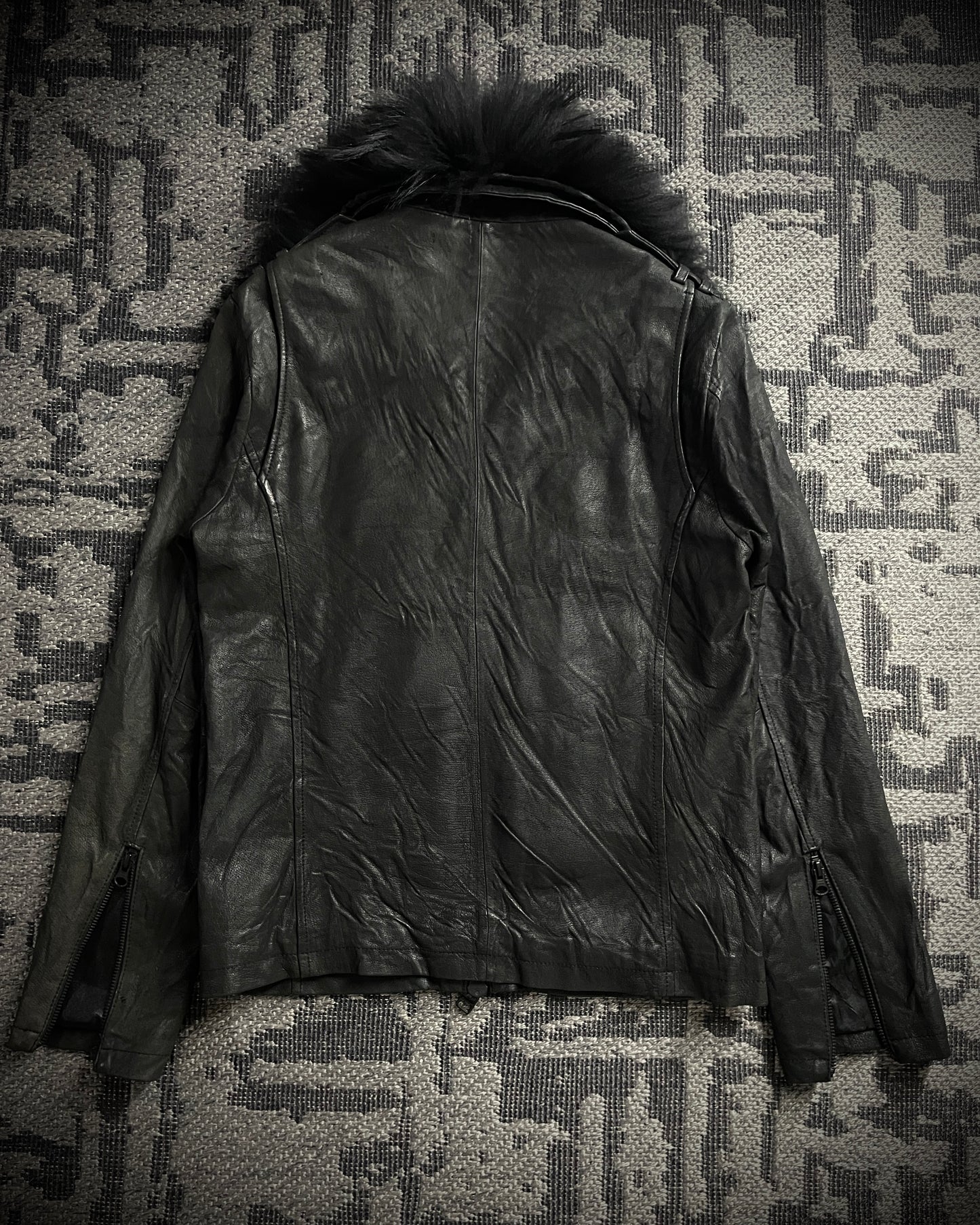 CUSTOM CULTURE Real Fur Multi-Pocket Leather Jacket