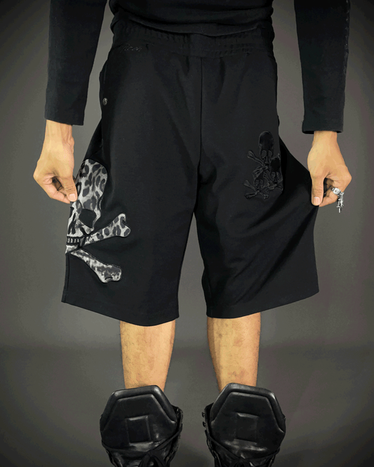 Roen White Leopard Skull Shorts