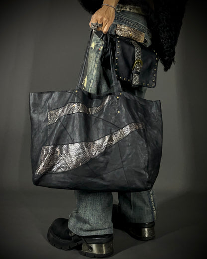 (For offer)Tornado Mart Python Sheep&Goat Leather Tote Bag