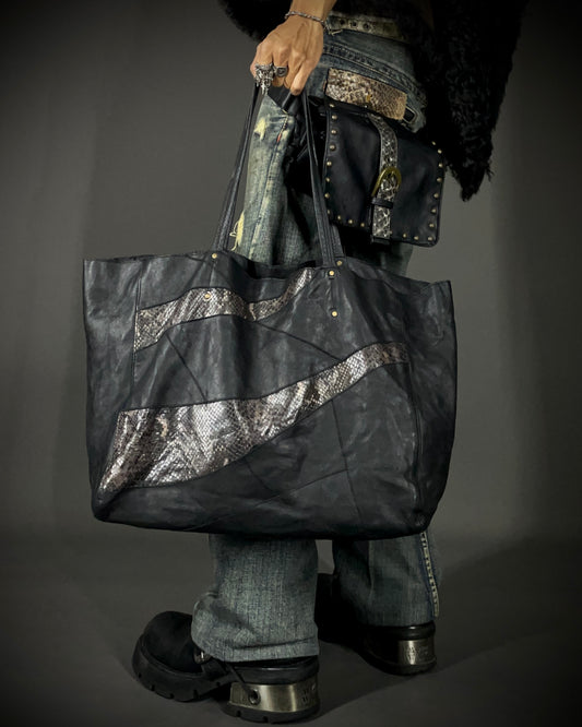 (For offer)Tornado Mart Python Sheep&Goat Leather Tote Bag