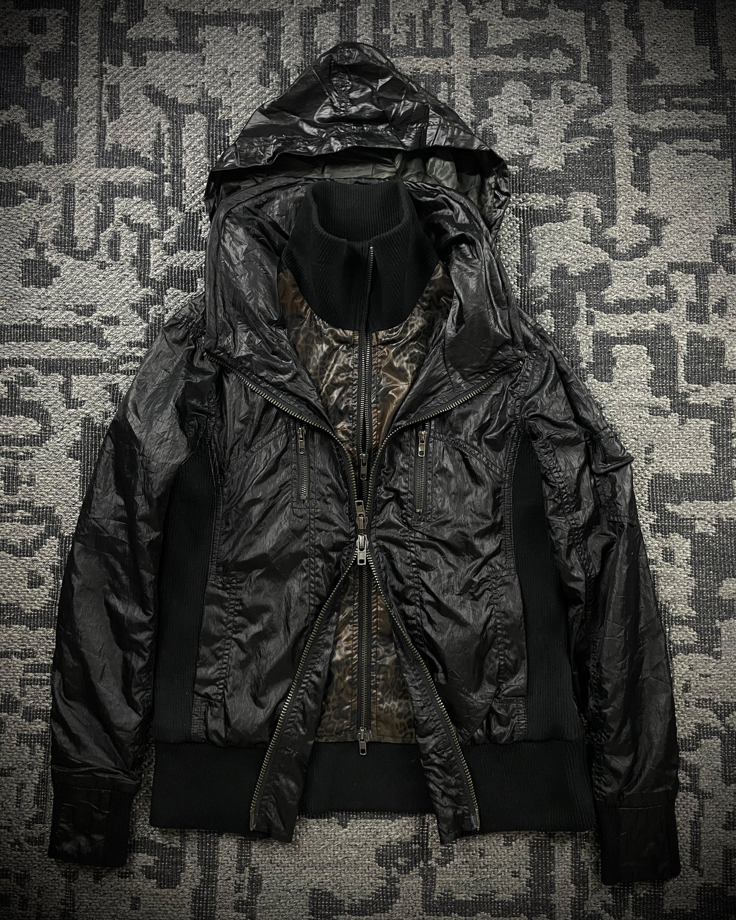 LA GATE Leopard Layered Hidden Hood