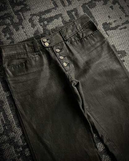 Tornado Mart Waxed Cotton Flared Pants