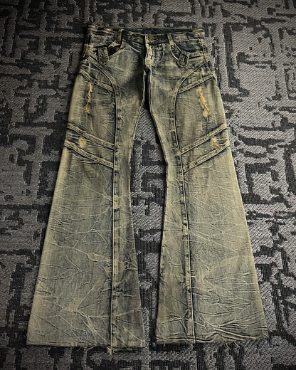 Tornado Mart Distressed Washed Flared Jeans