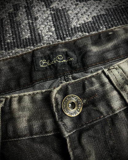 Black Crown Acid Wash Boot Cut Jeans