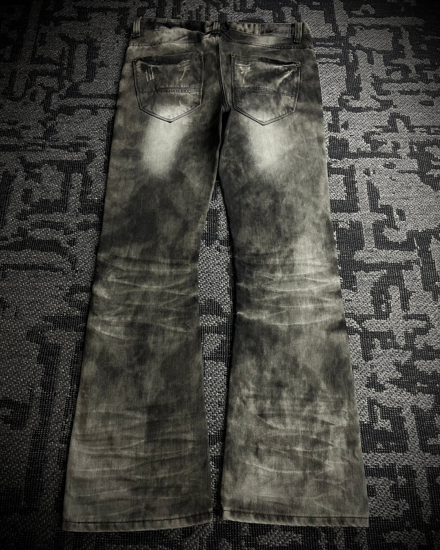 Black Crown Acid Wash Boot Cut Jeans