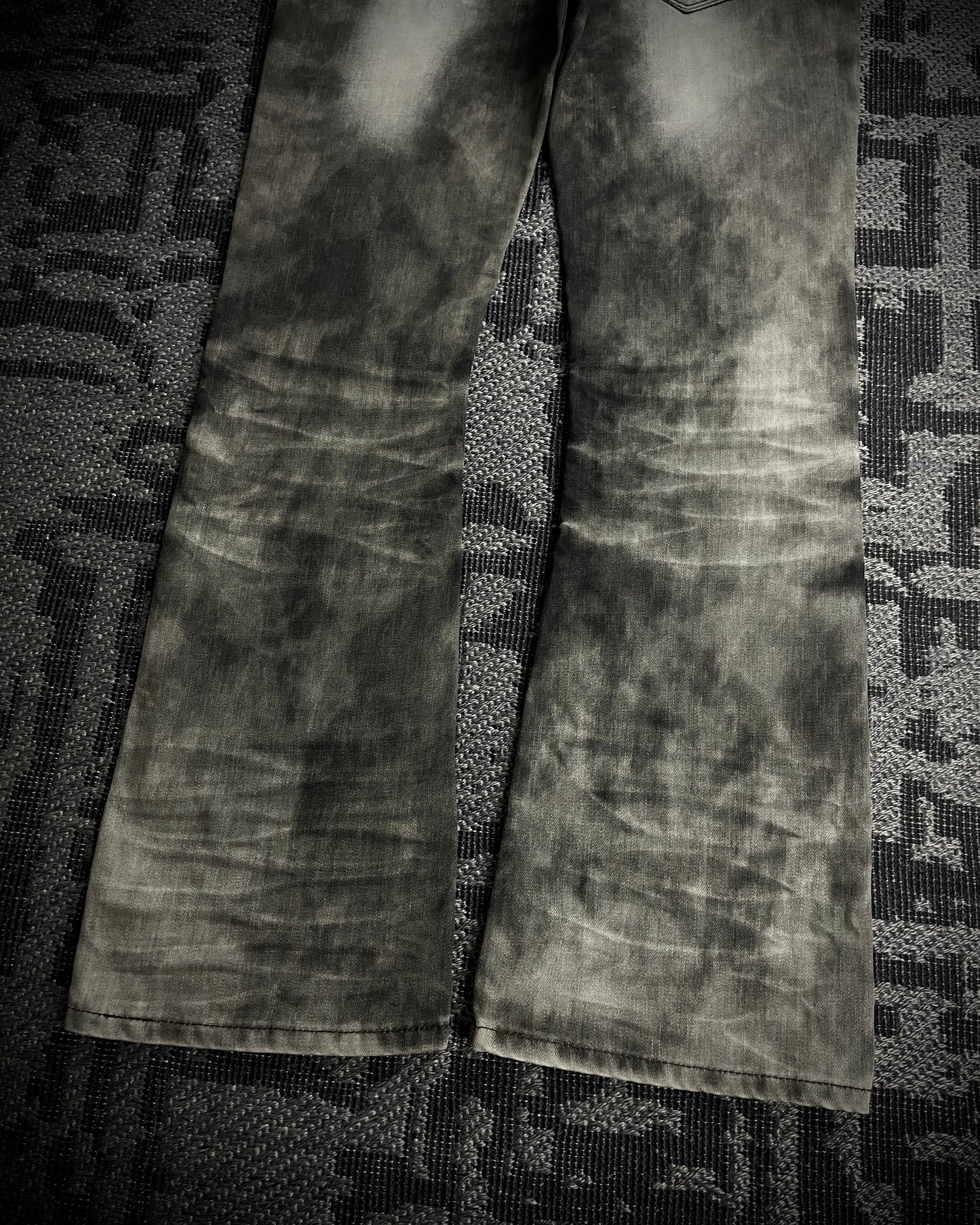 Black Crown Acid Wash Boot Cut Jeans