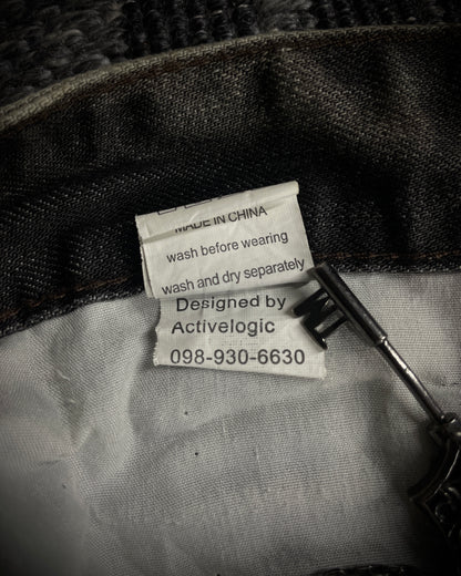 Black Crown Acid Wash Boot Cut Jeans