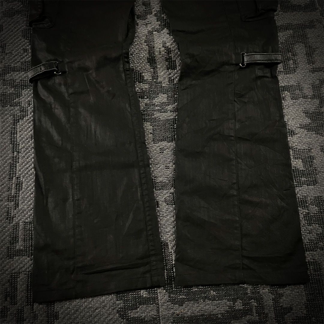 Tornado Mart Tactical Foil Waxed Cargo Flared Pants