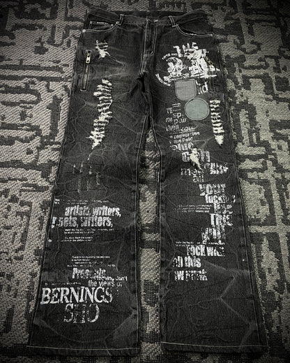 Bernnings Sho Silver Stitch Multi-zip Distressed Poem Bootcut Jeans