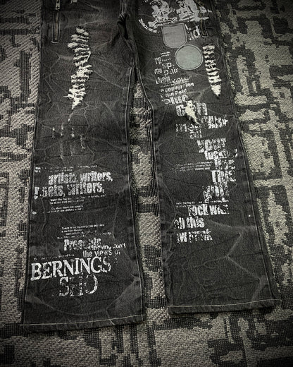 Bernnings Sho Silver Stitch Multi-zip Distressed Poem Bootcut Jeans