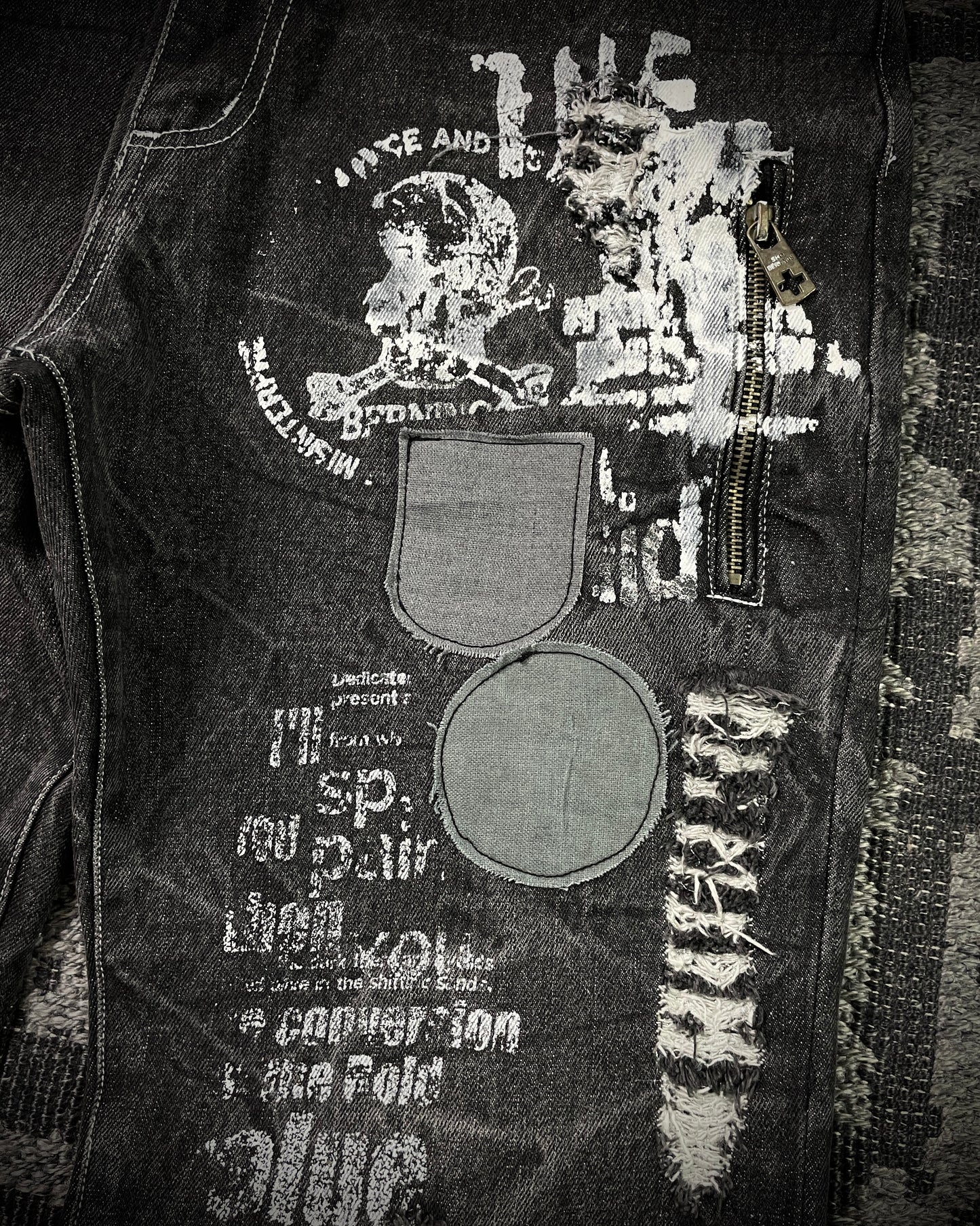 Bernnings Sho Silver Stitch Multi-zip Distressed Poem Bootcut Jeans