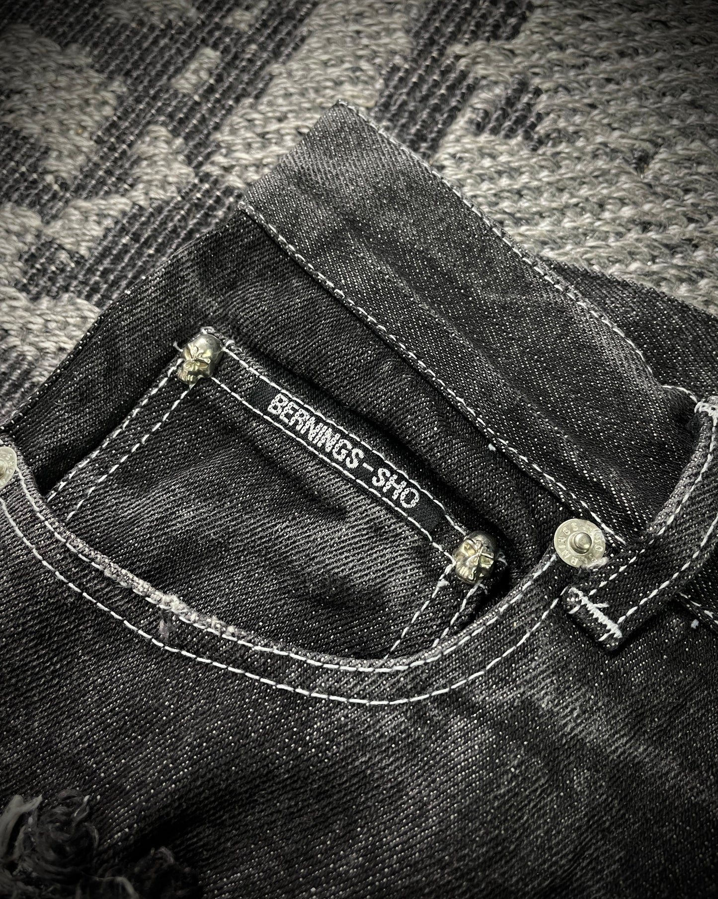 Bernnings Sho Silver Stitch Multi-zip Distressed Poem Bootcut Jeans