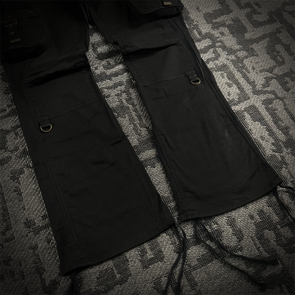 Semantic design double knee cargo flared pants