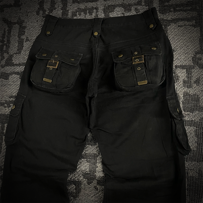 Semantic design double knee cargo flared pants