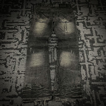 Lowbox Glitter Splash Distressed Flared Jeans