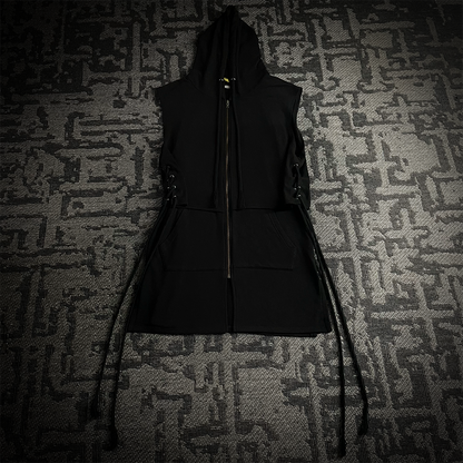 Alleglo Made in Japan Double Layer Lace Up Sleeveless Hoodie