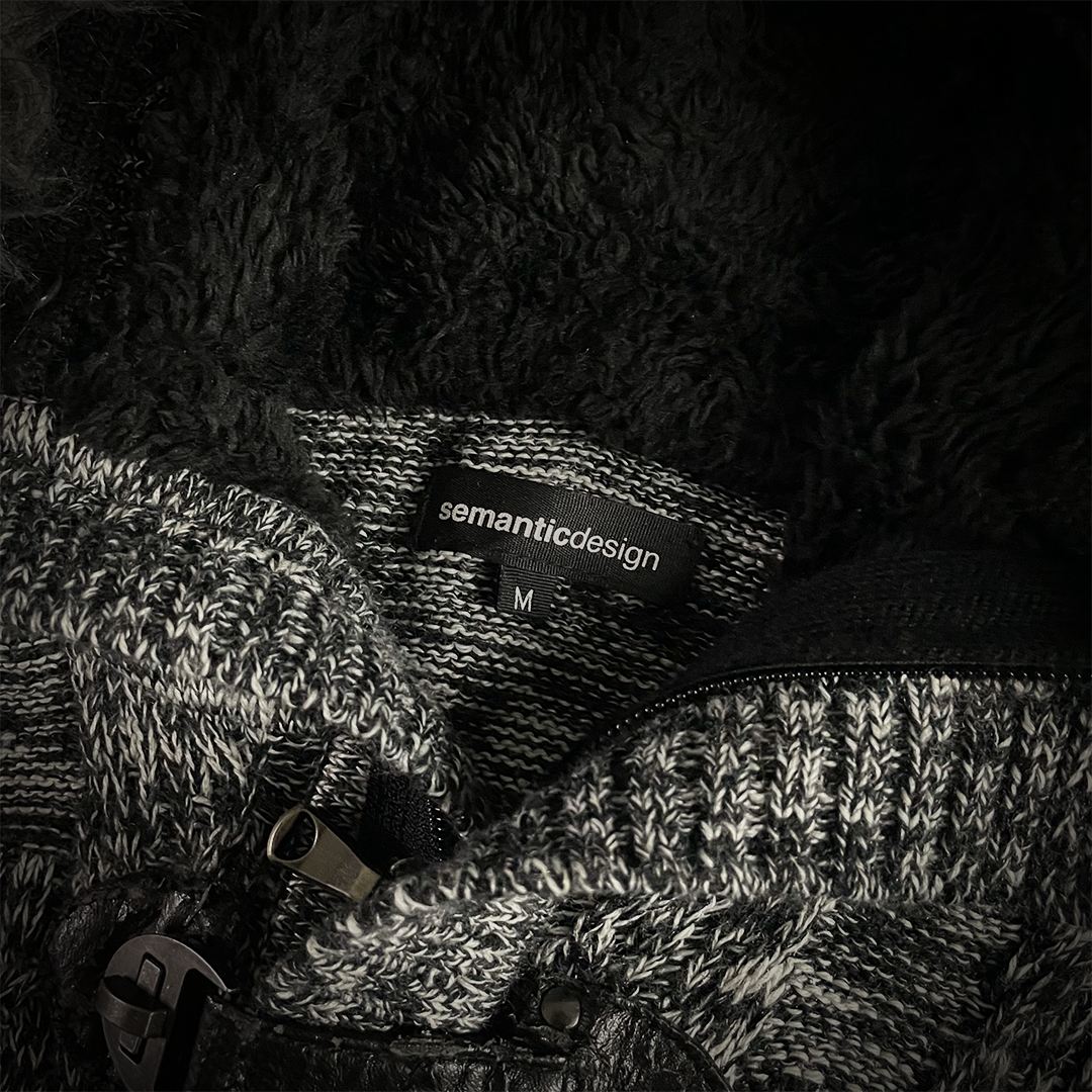 Semantic Design Knit Fur Hoodie Gothic Style