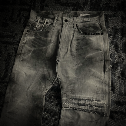 Semantic Design Tie dye Studded Distressed Flared Denim