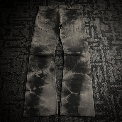 Semantic Design Tie dye Studded Distressed Flared Denim