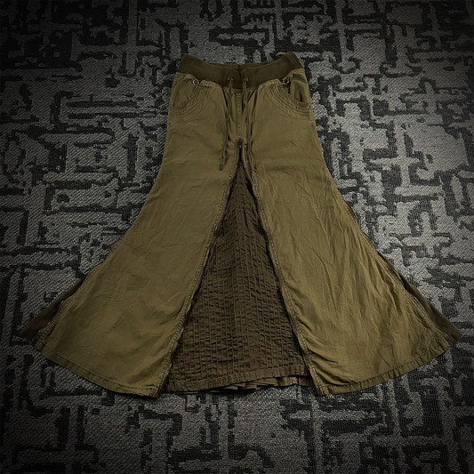 GOA Multi-Zip Olive Maxi Skirt