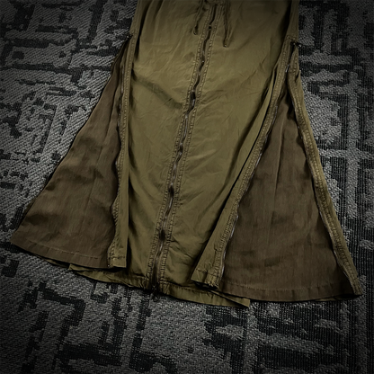 GOA Multi-Zip Olive Maxi Skirt