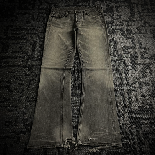 The Murder license Japan Distressed Gray Faded Flared Jeans