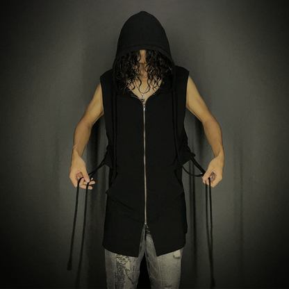 Alleglo Made in Japan Double Layer Lace Up Sleeveless Hoodie