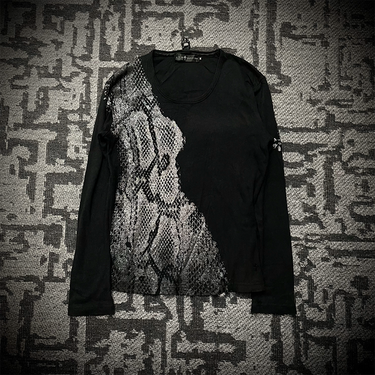 A.S.M Jupiter & Juno Japan, snake pattern glitter 3d skull long sleeve shirt